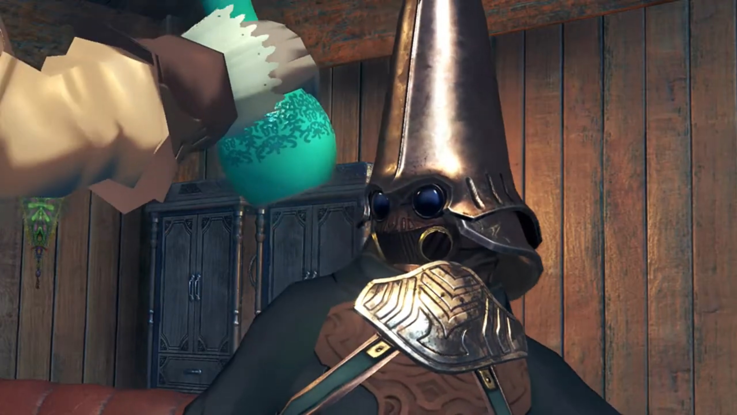 'Emerald' vase on Padriag's face