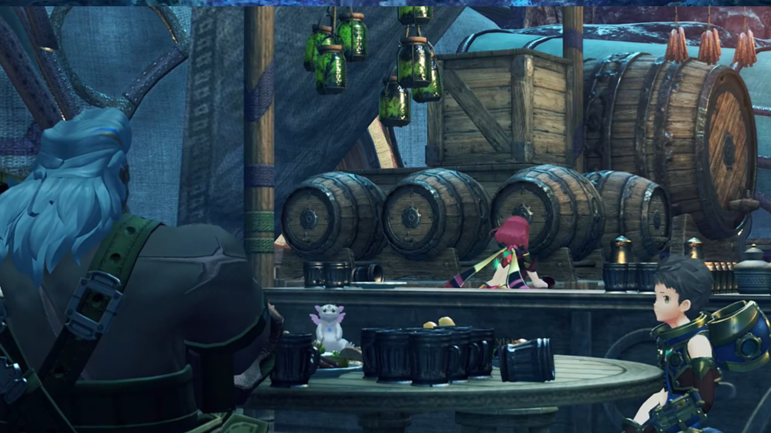 Pyra preparing drinks for them